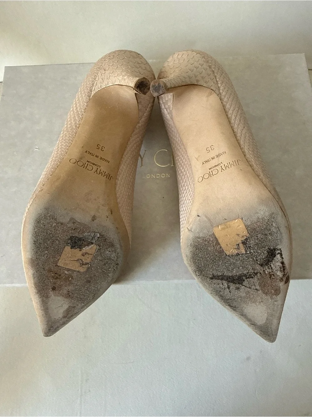 Jimmy Choo Beige/Nude Snakeskin Pointed-Toe Pumps